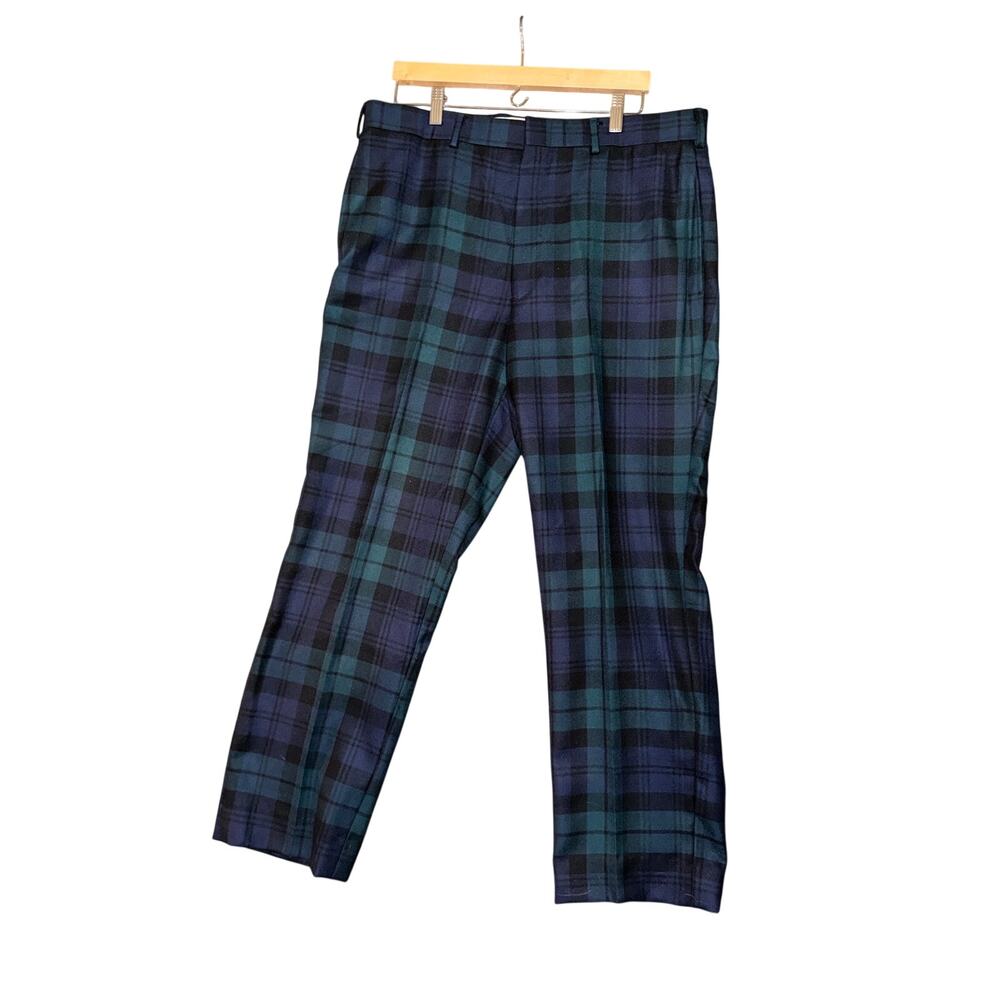 Vintage Ben silver Charleston men’s blue plaid trousers pants hand tailored 38